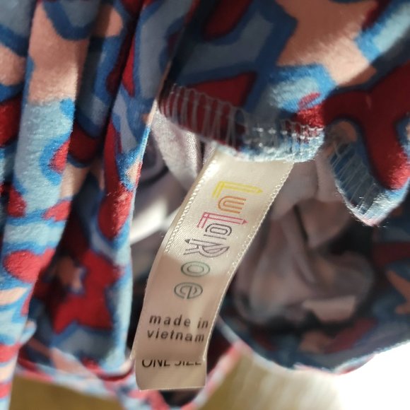 LuLaRoe Pink Red Blue Geometric Print Leggings OS - Picture 2 of 5